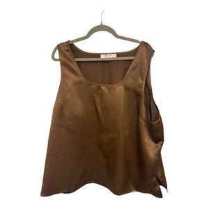 Vintage Bronze Satin Tank Top Plus Size 24W Minimalist Evening Cocktail Style